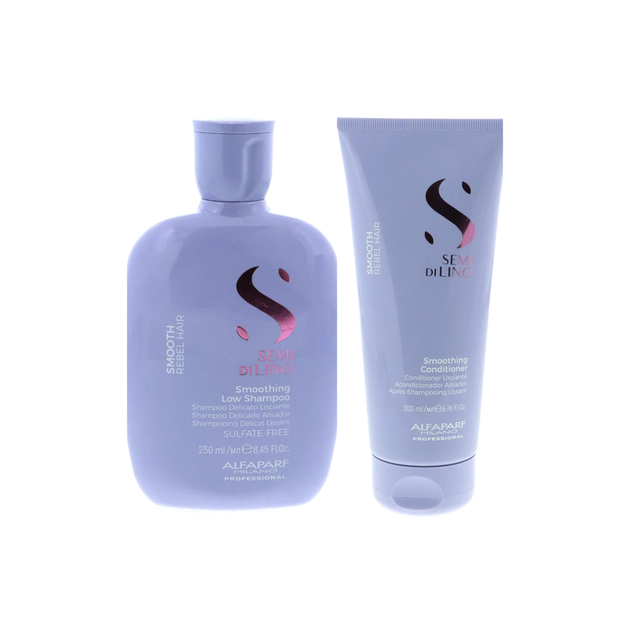 Alfaparf Semi Di Lino Smoothing Low Shampoo, 8.45 oz-Alfaparf Semi Di Lino Smoothing Conditioner, 6.76 oz