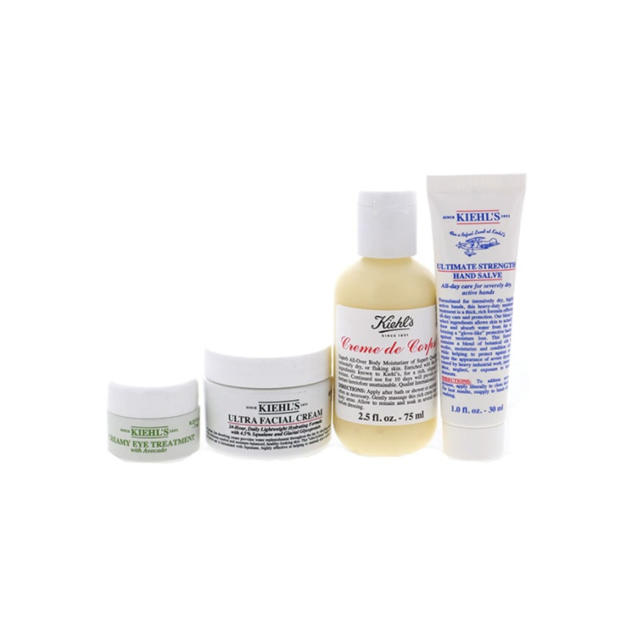 Kiehl's Head to Toe Hydrators Set (Creme de Corps, 2.5 oz, Ultra Facial Cream, 0.95 oz, Ultimate Strength Hand Salve, 1 oz, Creamy Eye Treatment, 0.23 oz)