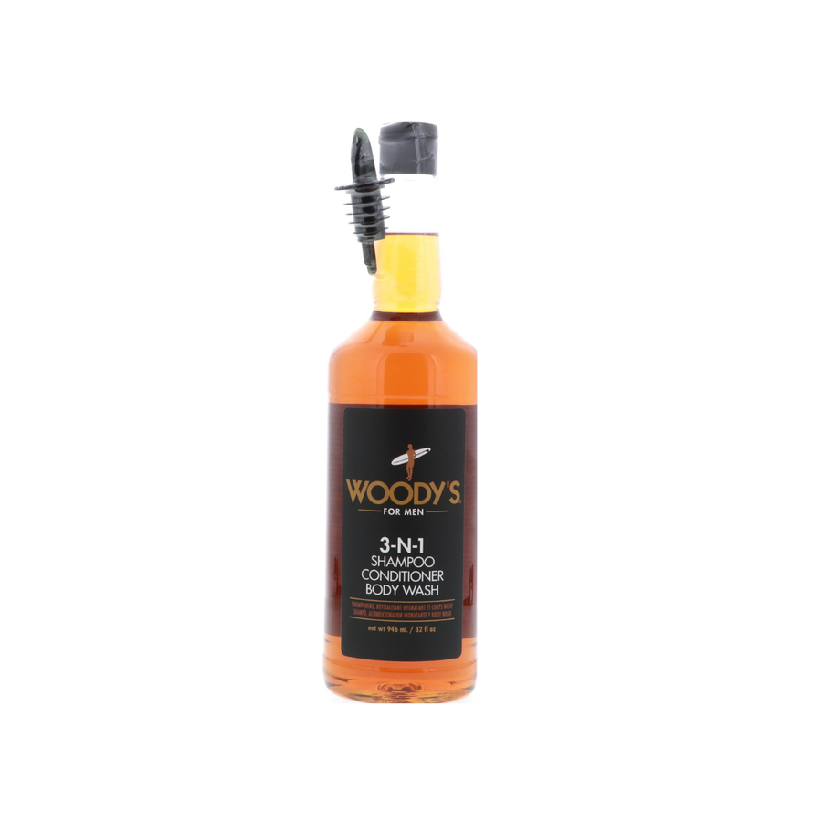 Woody's 3-in-1 Shampoo, Conditioner, Body Wash, 32 oz