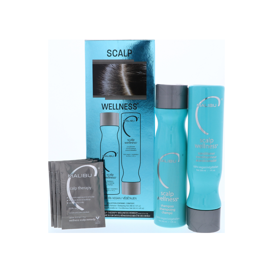Malibu Scalp Wellness Treatment Kit (Shampoo 9 oz, Conditioner 9 oz, Scalp Remedy 4 x 0.17 oz)