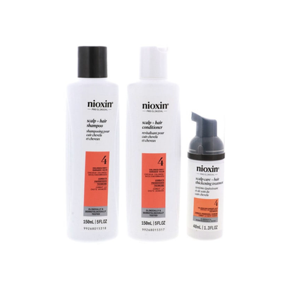 Nioxin System 4 Hair Thickening Colored & Damaged Hair Kit (Scalp + Hair Shampoo, 5.07 oz, Scalp + Hair Conditioner, 5.07 oz, Scalp Care + Hair Thickening Treatment, 1.4 oz)