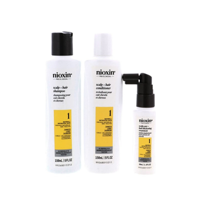 Nioxin System 1 Natural / Untreated Hair Kit (Scalp + Hair Shampoo, 5.07 oz, Scalp + Hair Conditioner, 5.07 oz, Scalp + Hair Thickening Treatment, 1.7 oz)