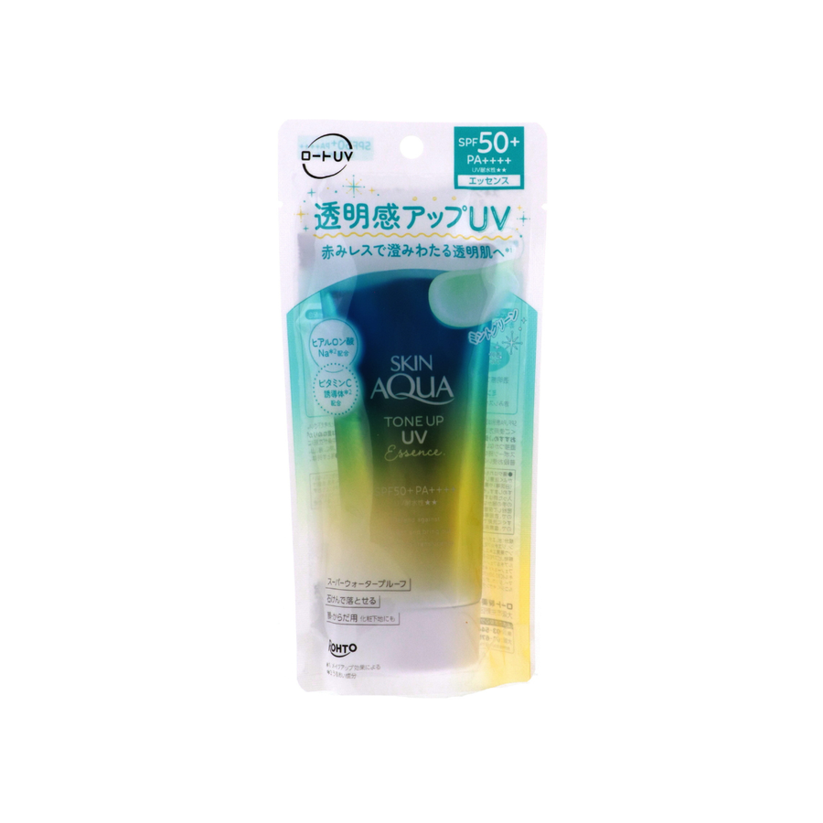Rohto Skin Aqua Tone Up UV Essence SPF50+ PA++++, Mint Green, 2.8 oz