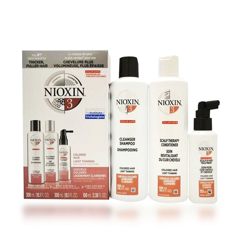 Nioxin System 3 Trio: Cleanser Shampoo 10.1 oz, Scalp Therapy Conditioner 10.1 oz, Scalp & Hair Treatment 3.38 oz