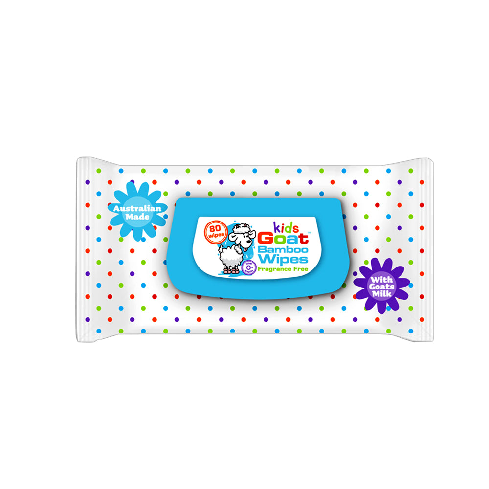 Goat Kids Bamboo Wipes Fragrance Free w/ Goatsmilk, 80's Pack, 17 oz