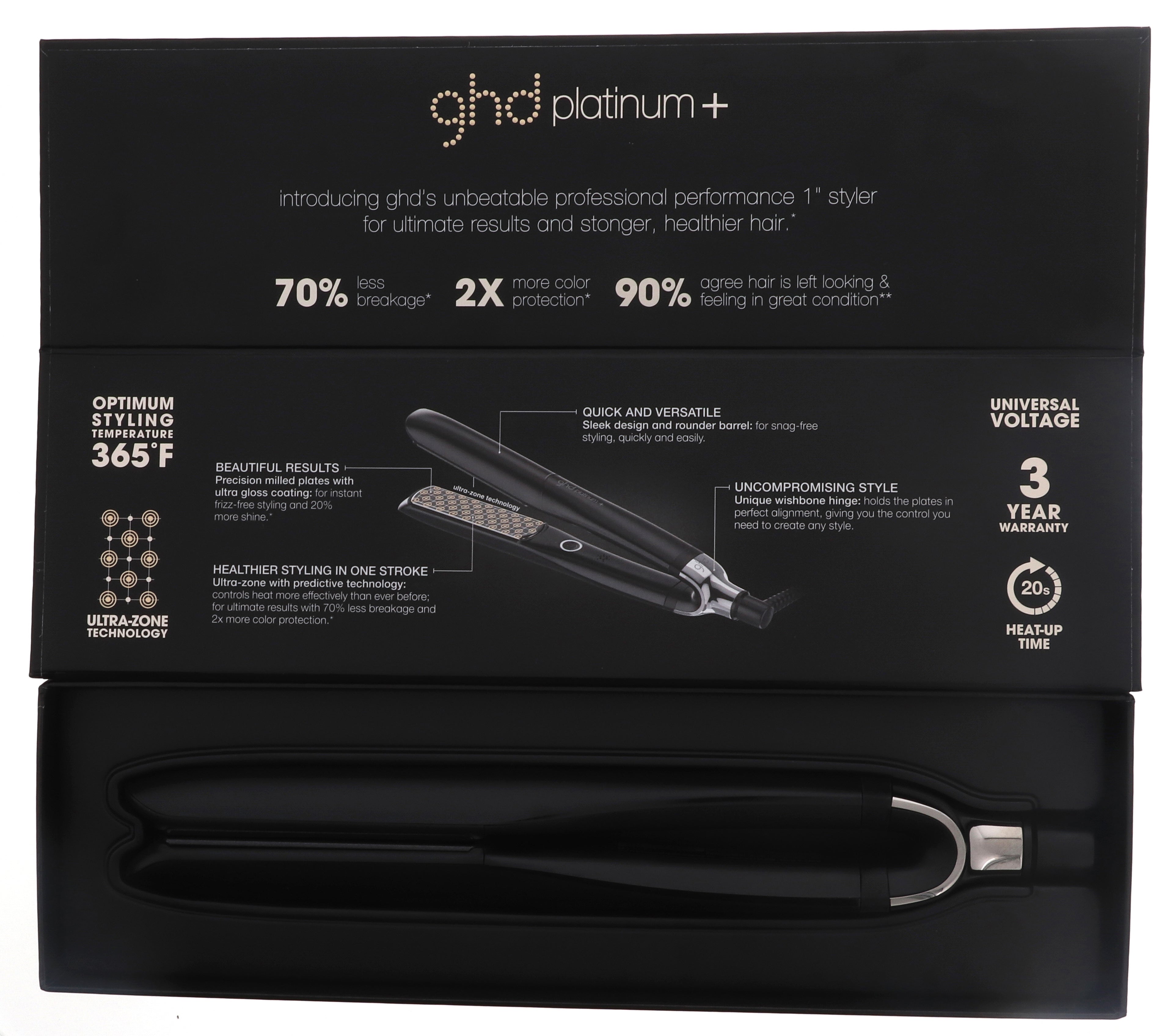 GHD Platinum+ Hair Professional Styler 1 inch, Black
